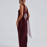 Ella | Strapless Sculpting Maxi Dress with Removable Mesh Scarf