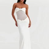 Eleina | Twist-Knot Mesh Panel Maxi Dress