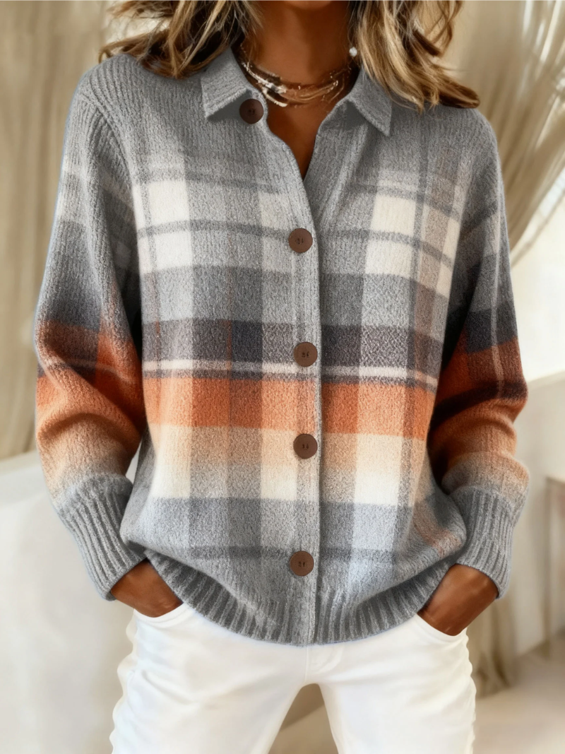 Françoise | Warm Ombre Check Cardigan