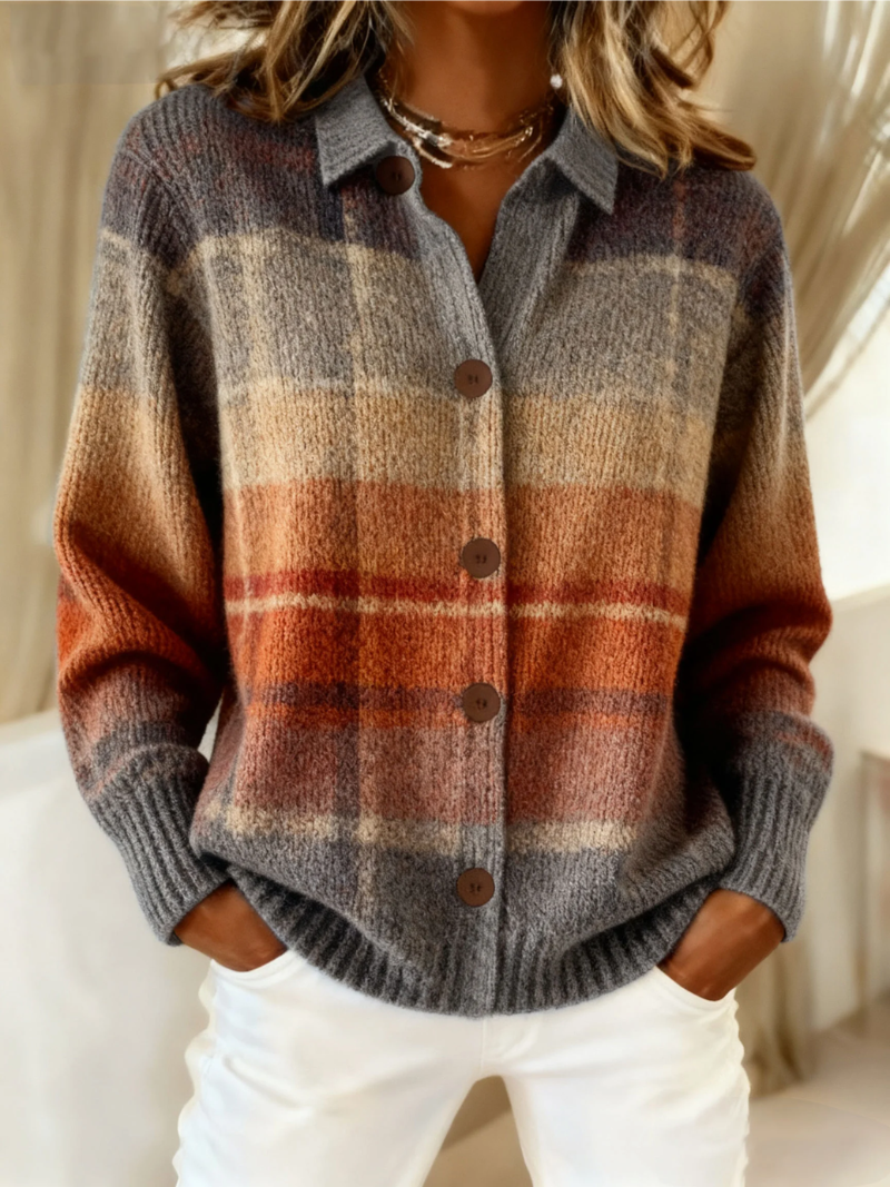 Céline | Ombre Check Cardigan for Autumn