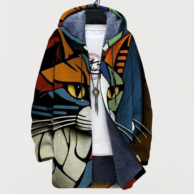 Zoe - Cardigan with Cat Face Print