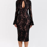 Rosita | Floral Knitted Lace Midi Dress