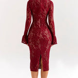 Rosita | Floral Knitted Lace Midi Dress