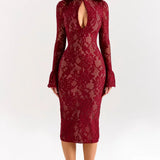 Rosita | Floral Knitted Lace Midi Dress