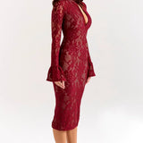 Rosita | Floral Knitted Lace Midi Dress
