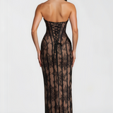 Urszula | Black Off-Shoulder Floral Lace Maxi Dress