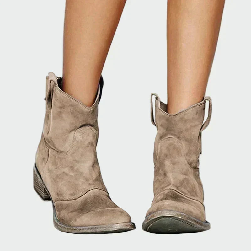 Sára - Retro Cowboy Style Ankle Boots