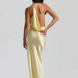 Lilly | Cowl Neck Open Back Satin Maxi Dress