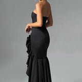 Martyna | Strapless High-Low Ruffle Maxi Dress