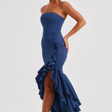 Martyna | Strapless High-Low Ruffle Maxi Dress