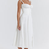 Carmen | Ruched Bodice with High Slit Midi Dress