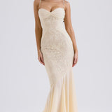 Hana | Fluid Sculpted Bodice Ethereal Vanilla Maxi Dress