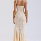 Hana | Fluid Sculpted Bodice Ethereal Vanilla Maxi Dress