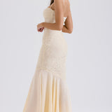 Hana | Fluid Sculpted Bodice Ethereal Vanilla Maxi Dress