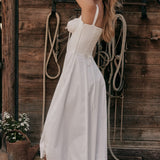 Carmen | Ruched Bodice with High Slit Midi Dress