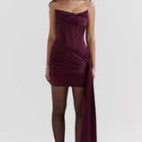 Noor | Double-Layered Draping Satin-Finish Mini Dress