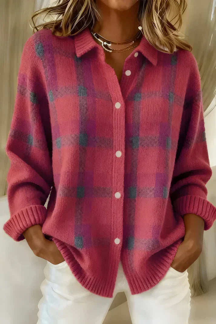 Denise - Cosy Checked Cardigan