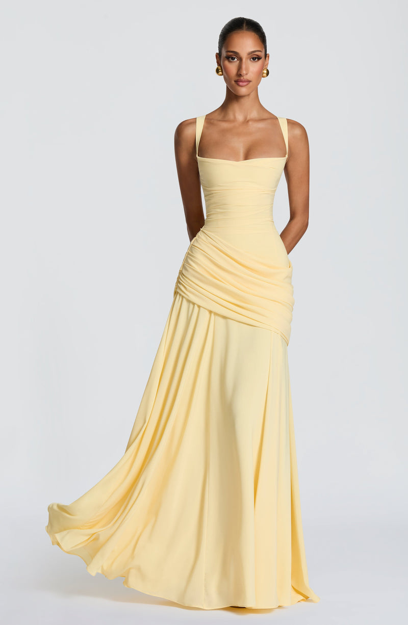 Adeline Maxi Dress | Elegant Satin Wedding Guest Dress