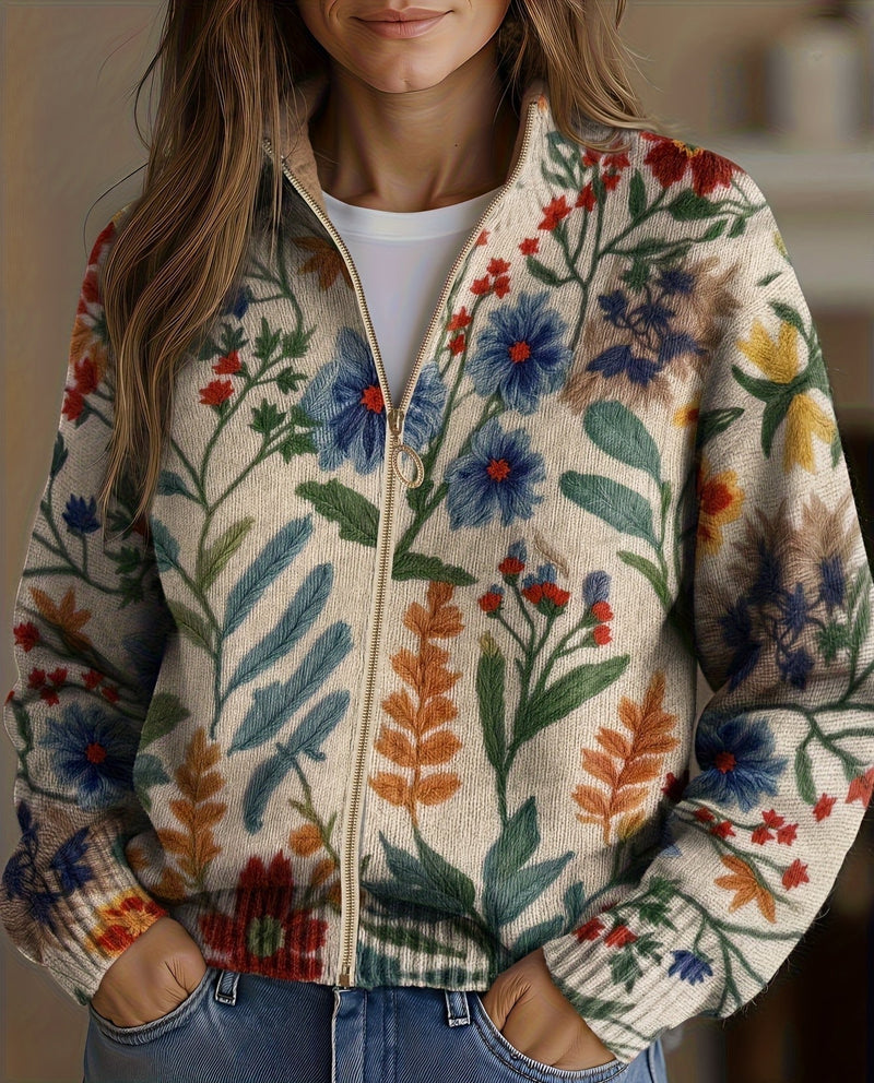 Renata™ | Floral Zip Cardigan Botanical Garden