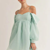Desiree | Bubble Long Sleeve Off-Shoulder Mini Dress