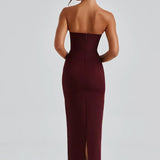 Ella | Strapless Sculpting Maxi Dress with Removable Mesh Scarf